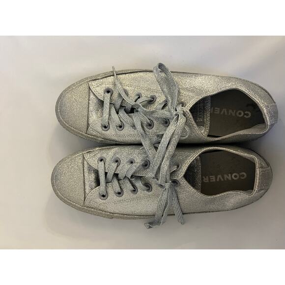 Converse Glitter Low Top Sneakers Shoes Womens Size 10 Silver Y2K - Picture 9 of 12